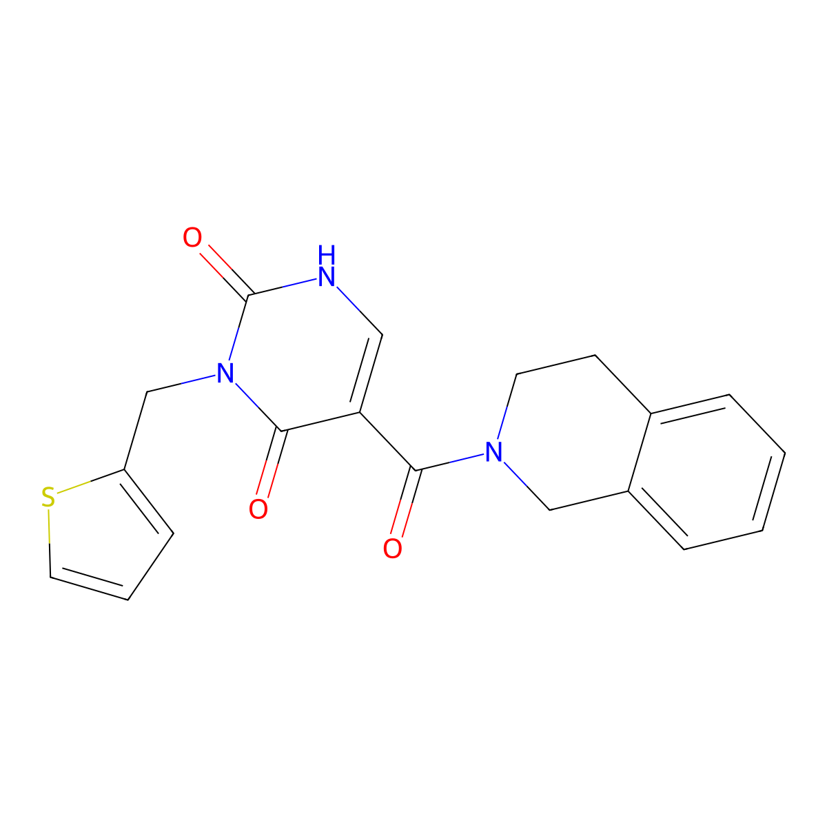 5-(1,2,3,4-tetrahydroisoquinoline-2-carbonyl)-3-(thiophen-2-ylmethyl)pyrimidine-2,4(1H,3H)-dione molecular structure, CAS 1396784-62-5