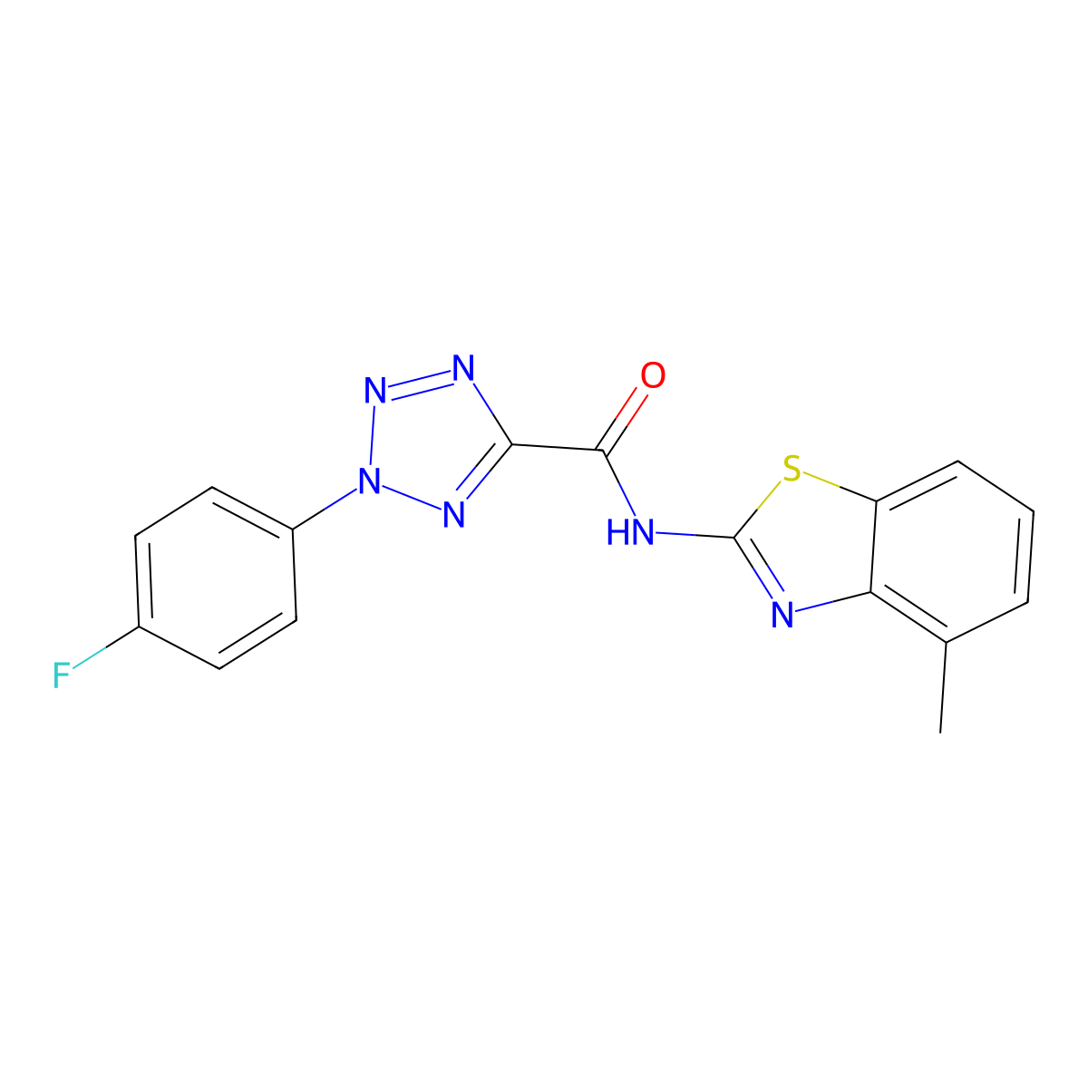 2-(4-fluorophenyl)-N-(4-methyl-1,3-benzothiazol-2-yl)-2H-1,2,3,4-tetrazole-5-carboxamide molecular structure, CAS 1396784-64-7