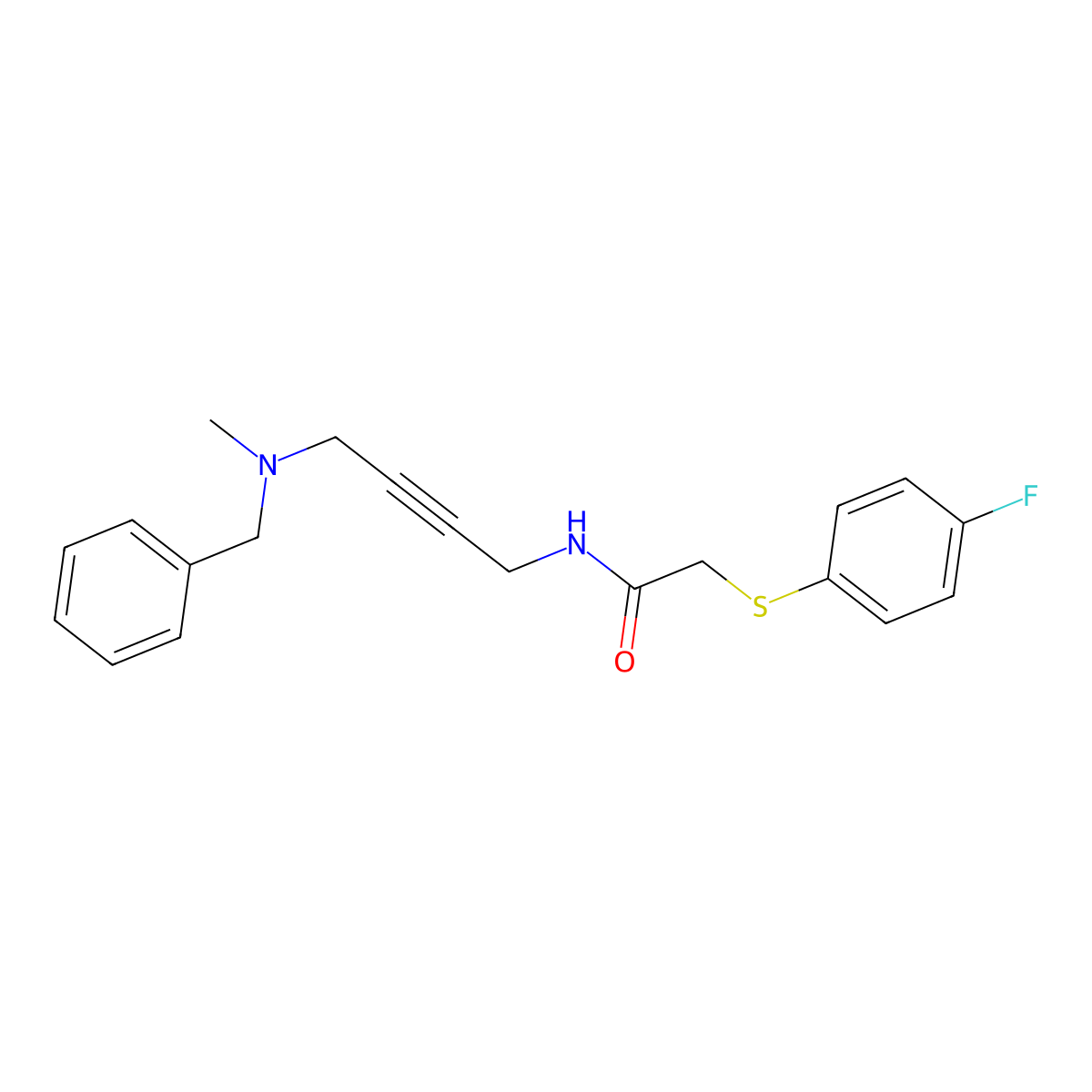 N-(4-(benzyl(methyl)amino)but-2-yn-1-yl)-2-((4-fluorophenyl)thio)acetamide molecular structure, CAS 1396784-68-1