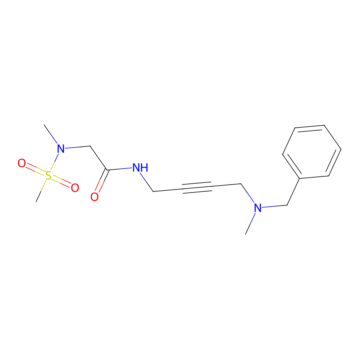 N-(4-(benzyl(methyl)amino)but-2-yn-1-yl)-2-(N-methylmethylsulfonamido)acetamide molecular structure, CAS 1396784-72-7