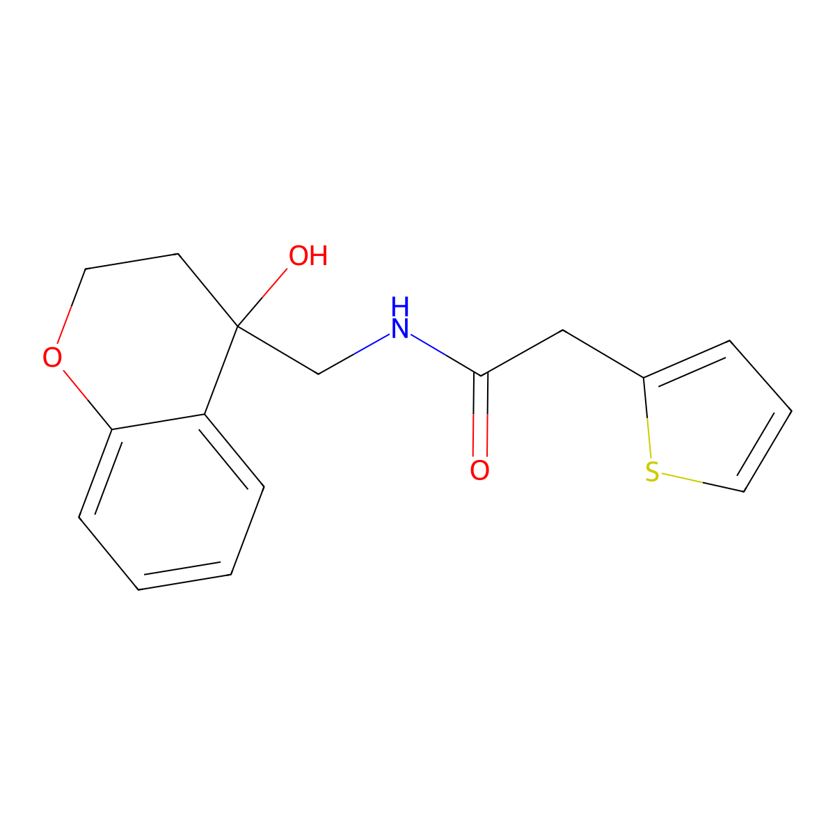 N-((4-hydroxychroman-4-yl)methyl)-2-(thiophen-2-yl)acetamide molecular structure, CAS 1396784-77-2