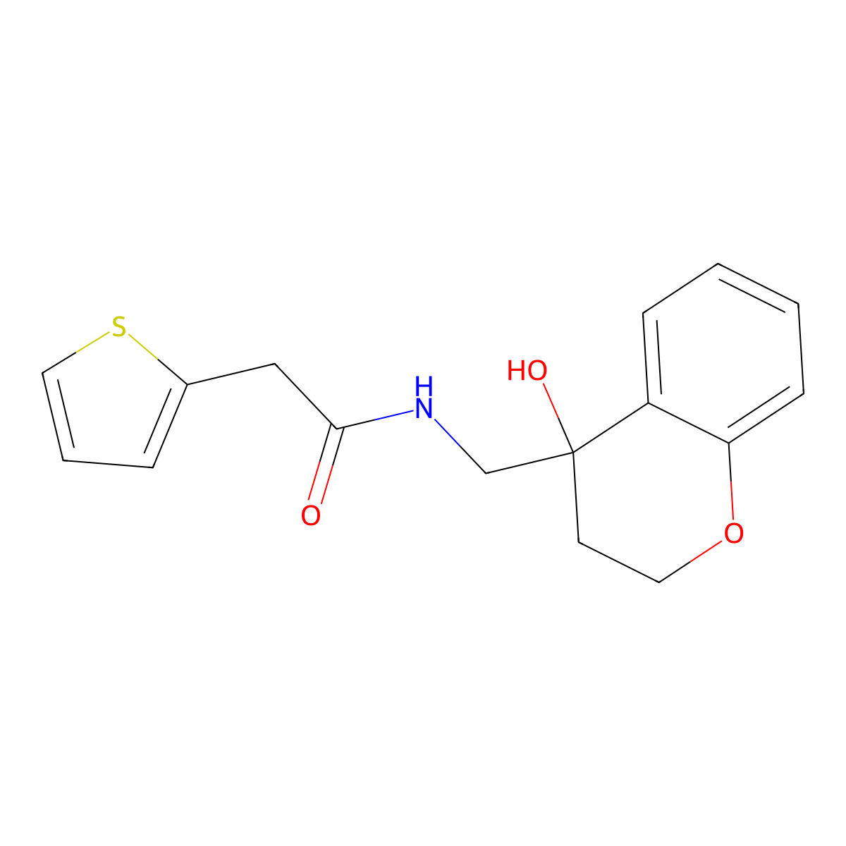 N-((4-hydroxychroman-4-yl)methyl)-2-(thiophen-2-yl)acetamide molecular structure, CAS 1396784-77-2