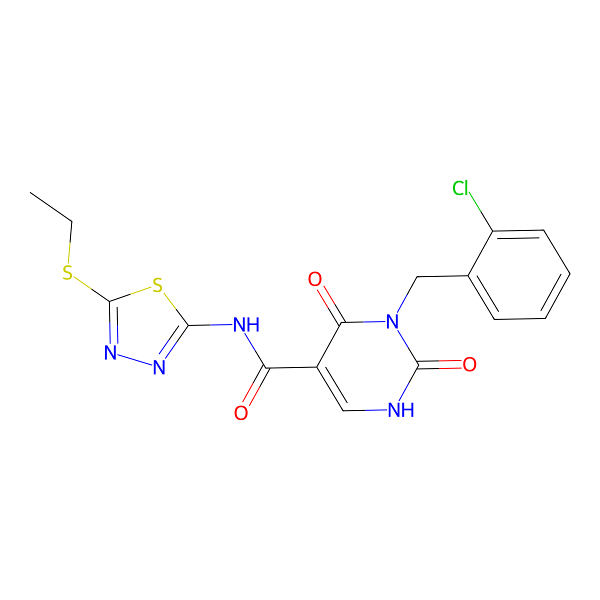 3-(2-chlorobenzyl)-N-(5-(ethylthio)-1,3,4-thiadiazol-2-yl)-2,4-dioxo-1,2,3,4-tetrahydropyrimidine-5-carboxamide molecular structure, CAS 1396784-78-3