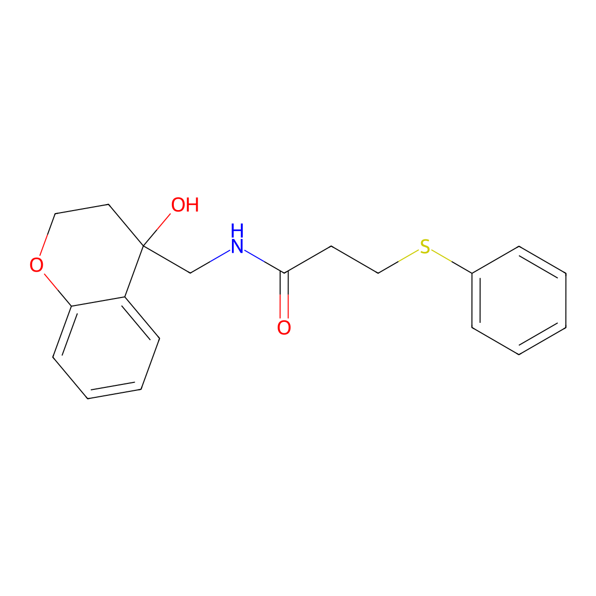 N-((4-hydroxychroman-4-yl)methyl)-3-(phenylthio)propanamide molecular structure, CAS 1396784-80-7