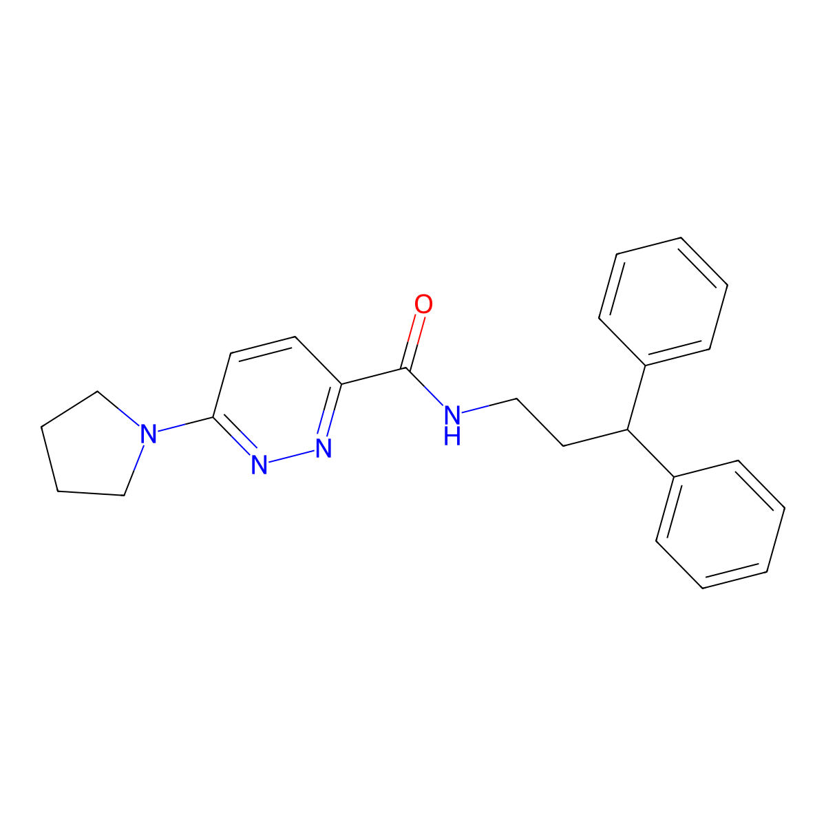 N-(3,3-diphenylpropyl)-6-(pyrrolidin-1-yl)pyridazine-3-carboxamide molecular structure, CAS 1396784-90-9