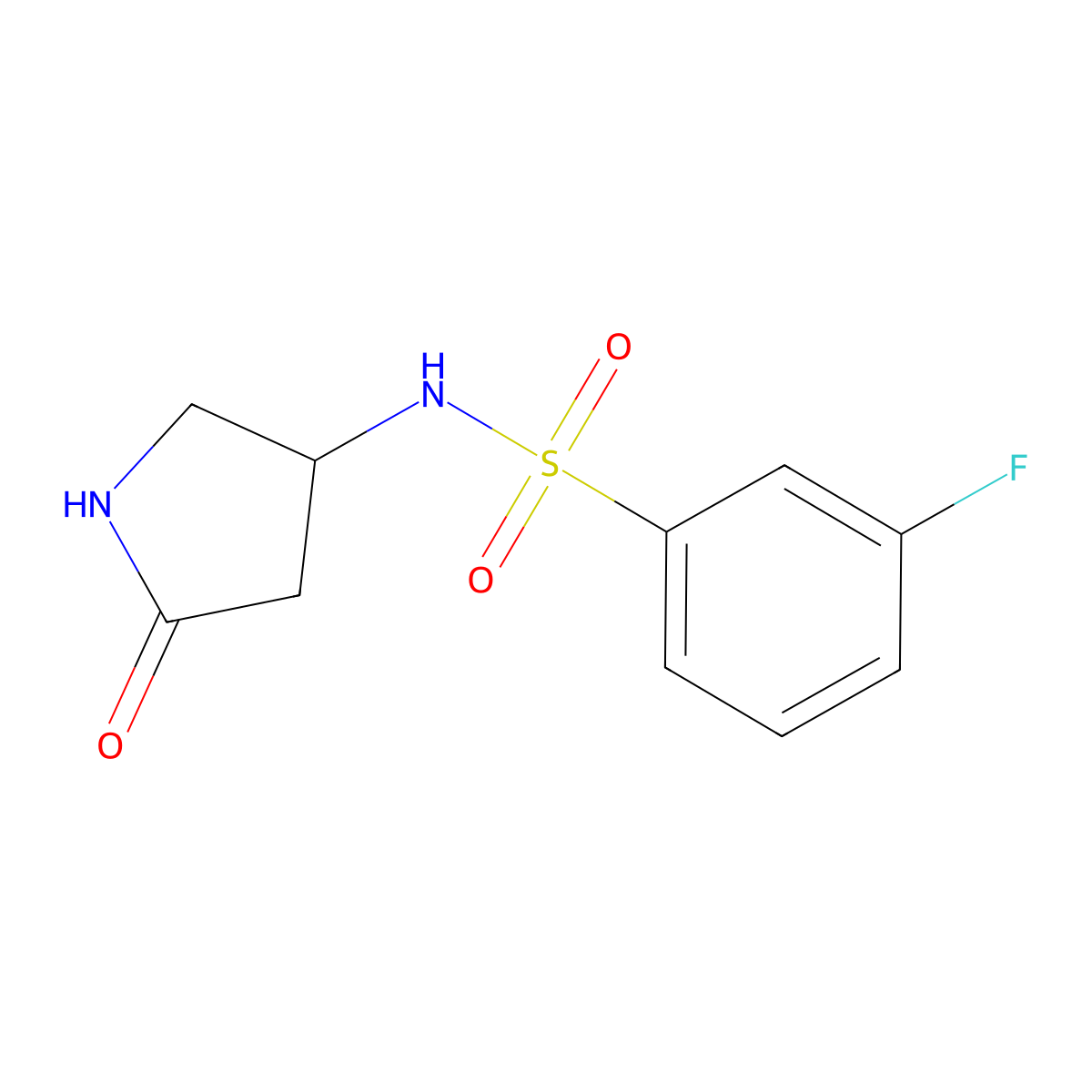 3-fluoro-N-(5-oxopyrrolidin-3-yl)benzenesulfonamide molecular structure, CAS 1396784-93-2