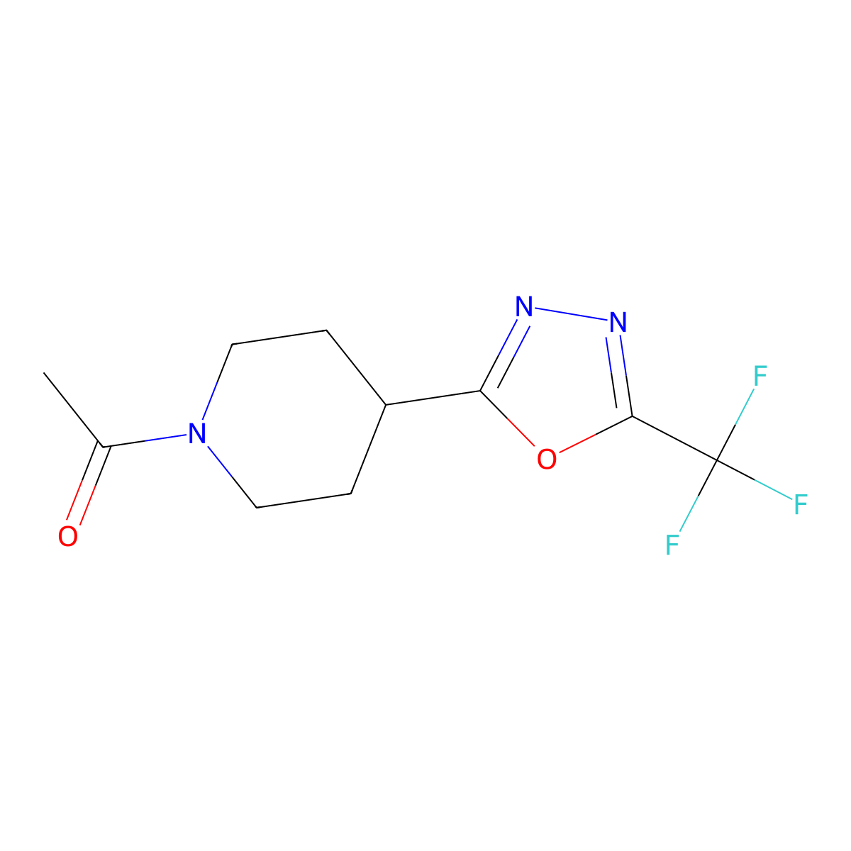 1-(4-(5-(Trifluoromethyl)-1,3,4-oxadiazol-2-yl)piperidin-1-yl)ethanone molecular structure, CAS 1396784-94-3