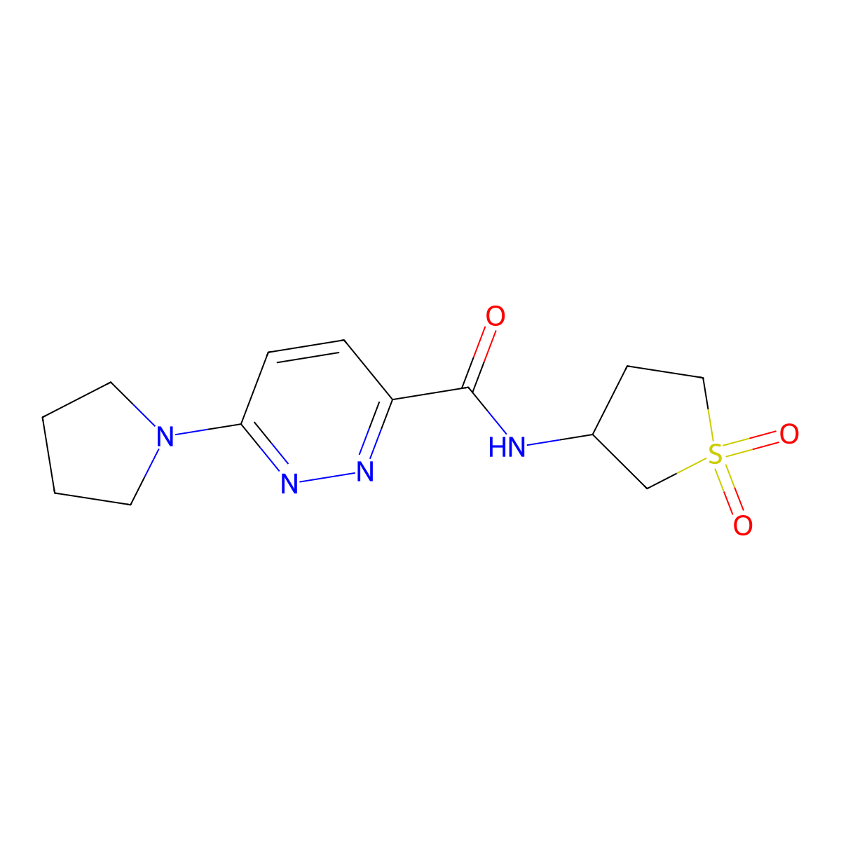 N-(1,1-dioxidotetrahydrothiophen-3-yl)-6-(pyrrolidin-1-yl)pyridazine-3-carboxamide molecular structure, CAS 1396784-98-7