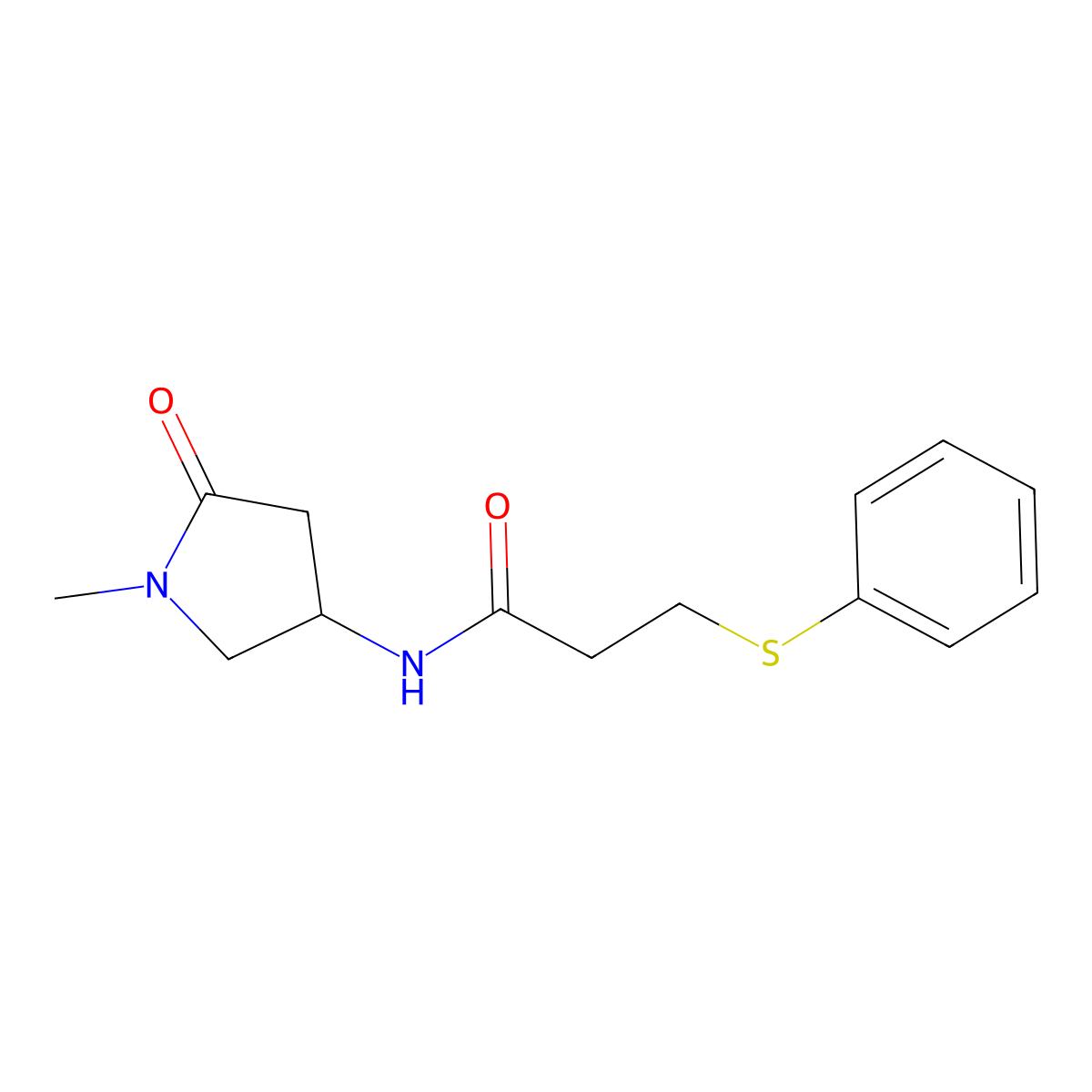 N-(1-methyl-5-oxopyrrolidin-3-yl)-3-(phenylthio)propanamide molecular structure, CAS 1396785-00-4