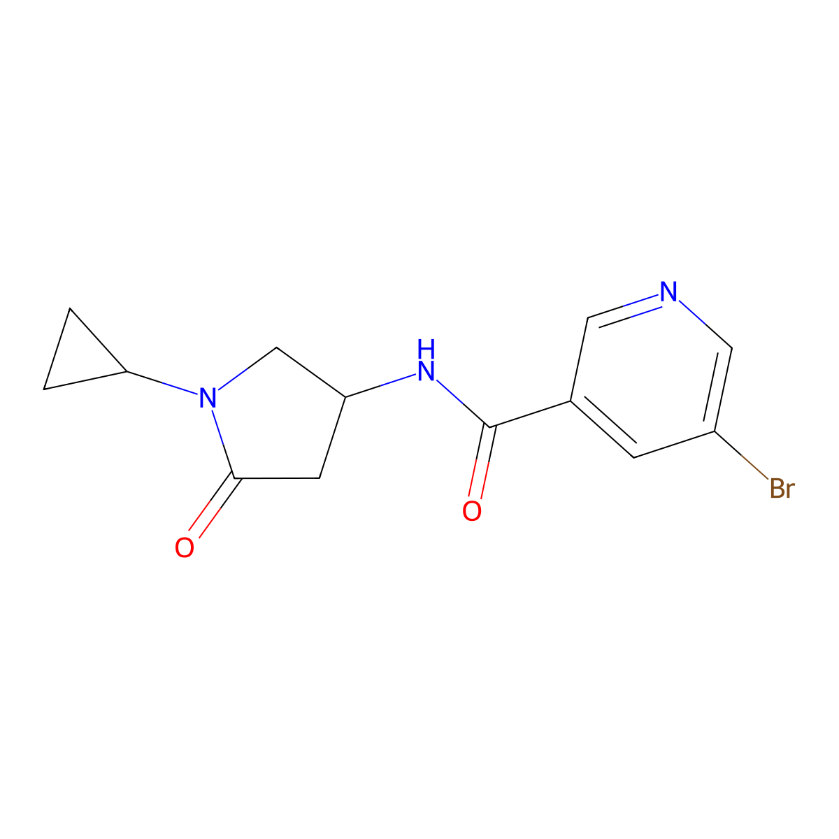 5-bromo-N-(1-cyclopropyl-5-oxopyrrolidin-3-yl)nicotinamide molecular structure, CAS 1396785-02-6