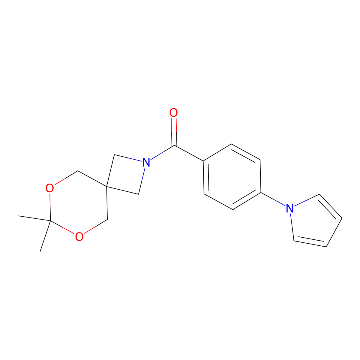 (4-(1H-pyrrol-1-yl)phenyl)(7,7-dimethyl-6,8-dioxa-2-azaspiro[3.5]nonan-2-yl)methanone molecular structure, CAS 1396785-12-8