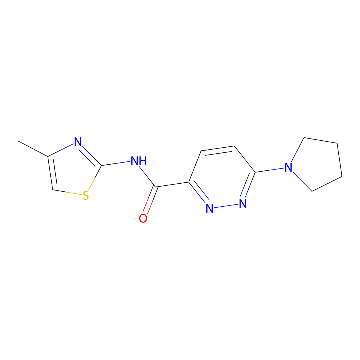 N-(4-methylthiazol-2-yl)-6-(pyrrolidin-1-yl)pyridazine-3-carboxamide molecular structure, CAS 1396785-24-2