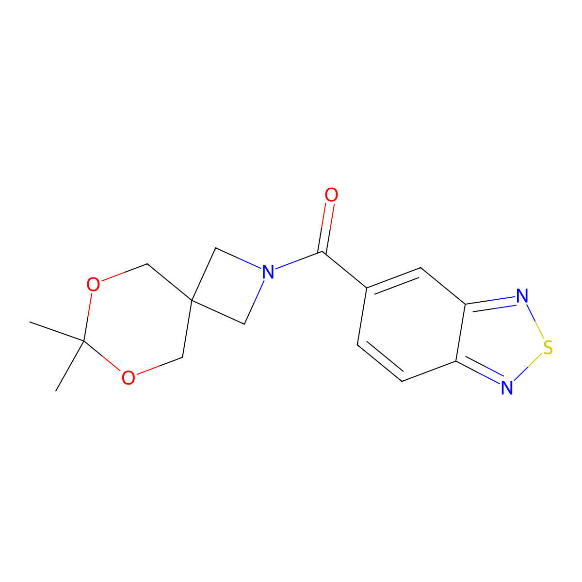 Benzo[c][1,2,5]thiadiazol-5-yl(7,7-dimethyl-6,8-dioxa-2-azaspiro[3.5]nonan-2-yl)methanone molecular structure, CAS 1396785-31-1