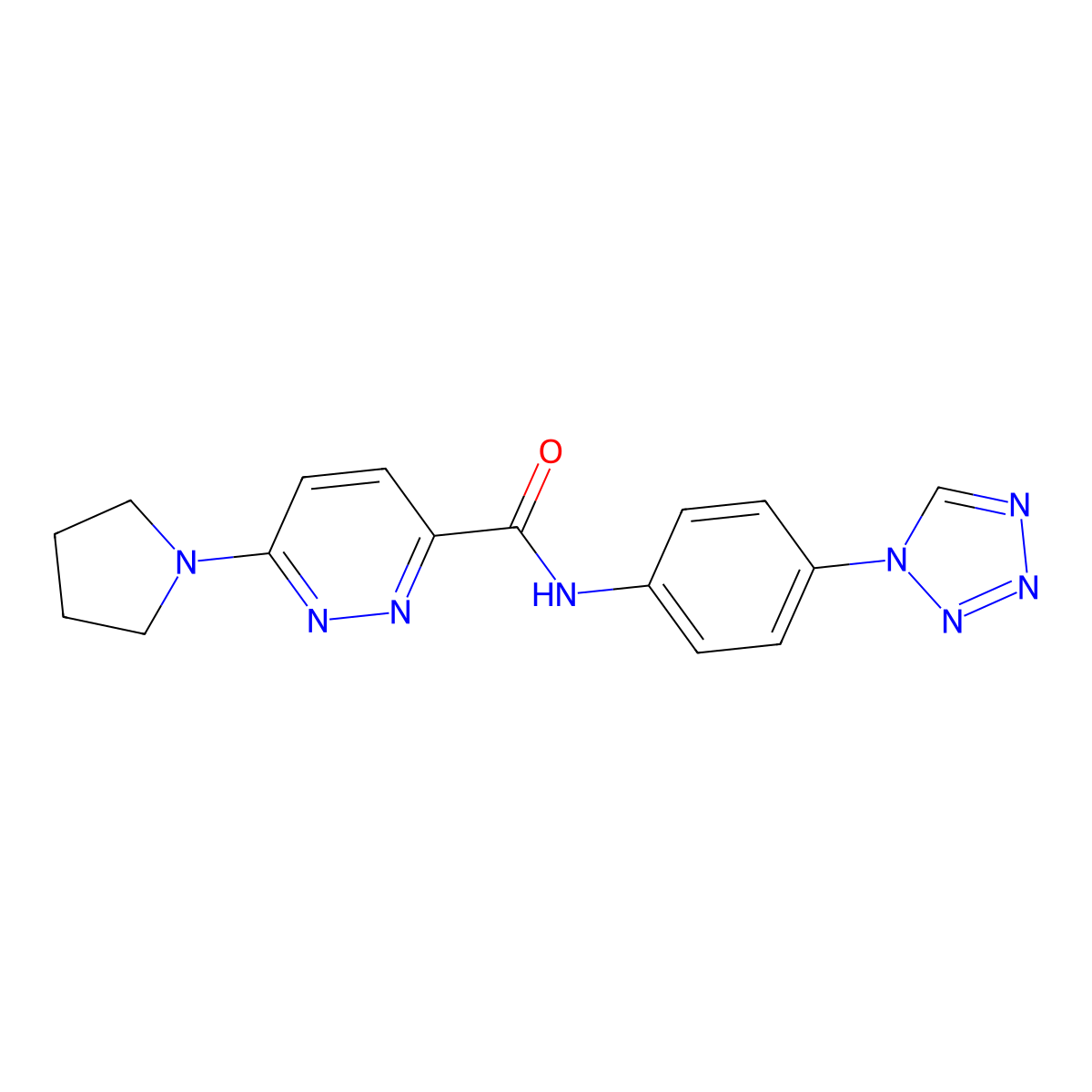 N-(4-(1H-tetrazol-1-yl)phenyl)-6-(pyrrolidin-1-yl)pyridazine-3-carboxamide molecular structure, CAS 1396785-33-3