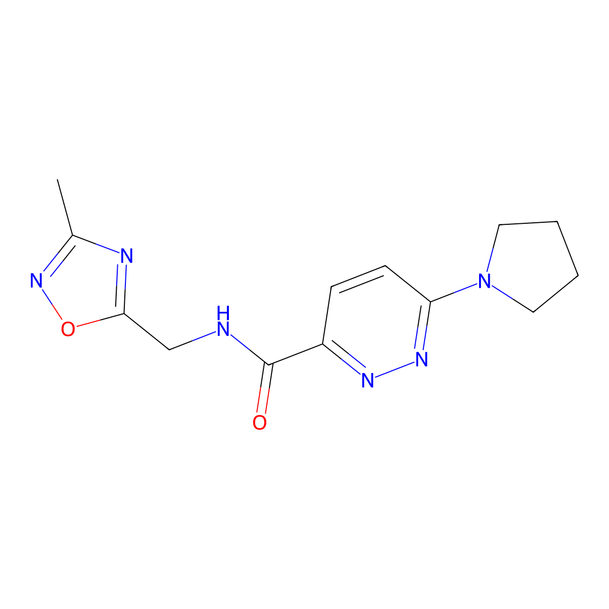 N-[(3-methyl-1,2,4-oxadiazol-5-yl)methyl]-6-(pyrrolidin-1-yl)pyridazine-3-carboxamide molecular structure, CAS 1396785-40-2