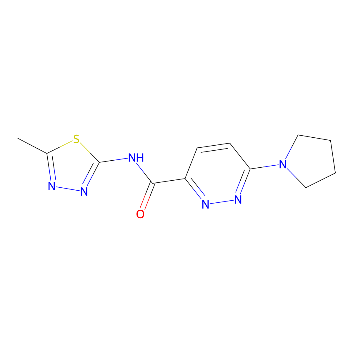 N-(5-methyl-1,3,4-thiadiazol-2-yl)-6-(pyrrolidin-1-yl)pyridazine-3-carboxamide molecular structure, CAS 1396785-41-3