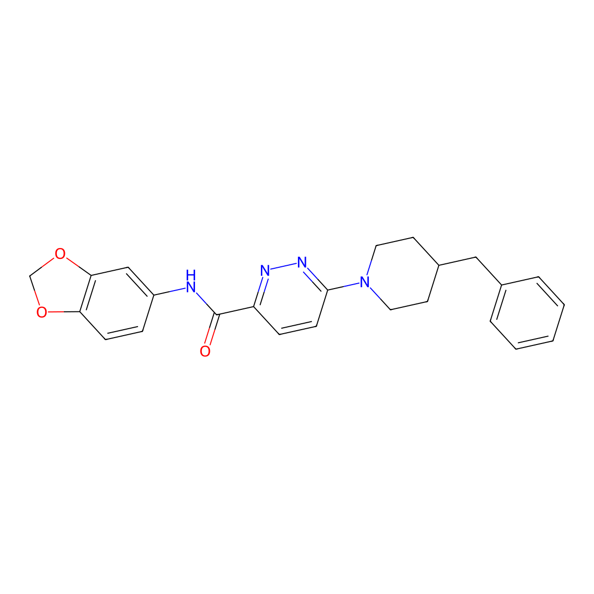 N-(benzo[d][1,3]dioxol-5-yl)-6-(4-benzylpiperidin-1-yl)pyridazine-3-carboxamide molecular structure, CAS 1396785-42-4