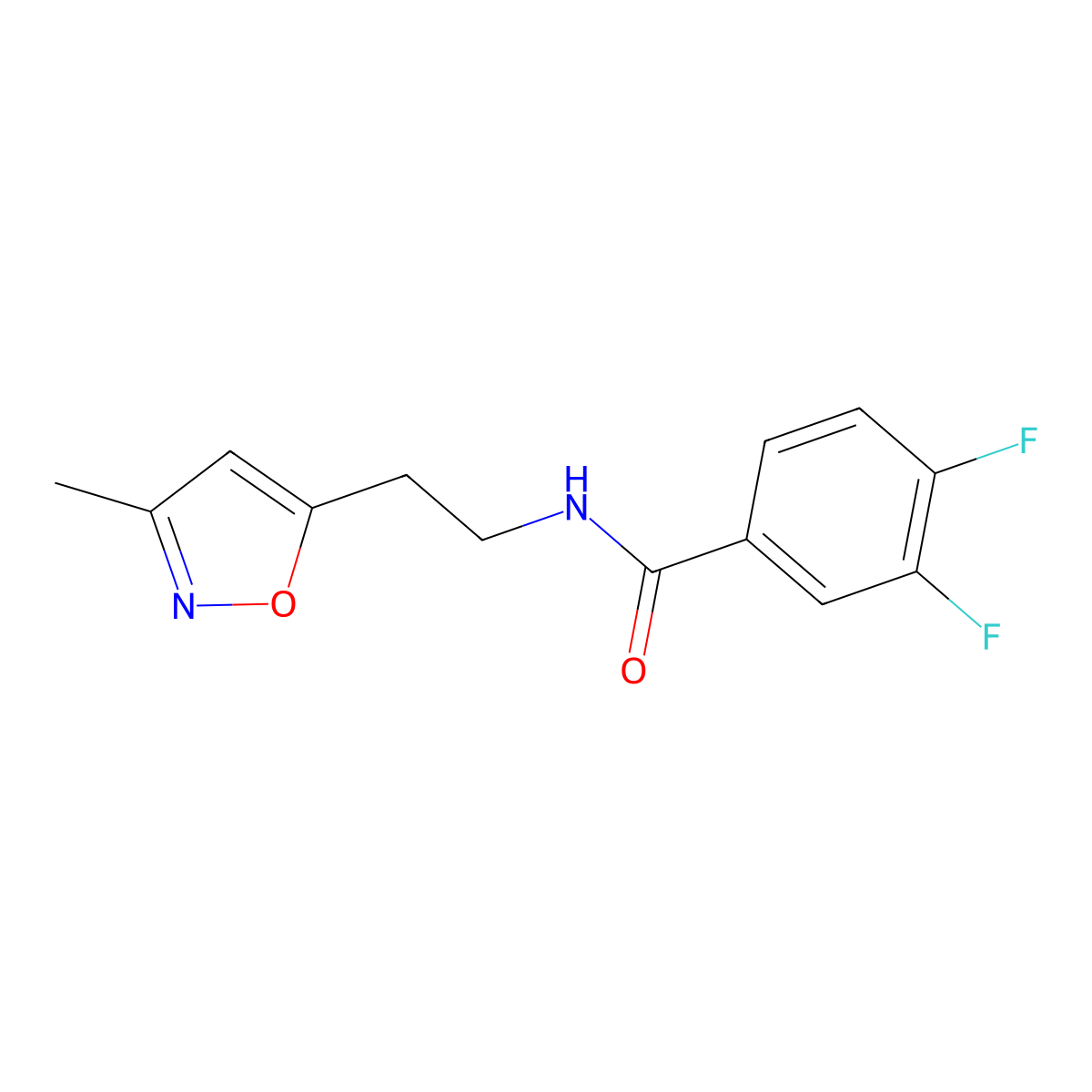 3,4-difluoro-N-(2-(3-methylisoxazol-5-yl)ethyl)benzamide molecular structure, CAS 1396785-43-5