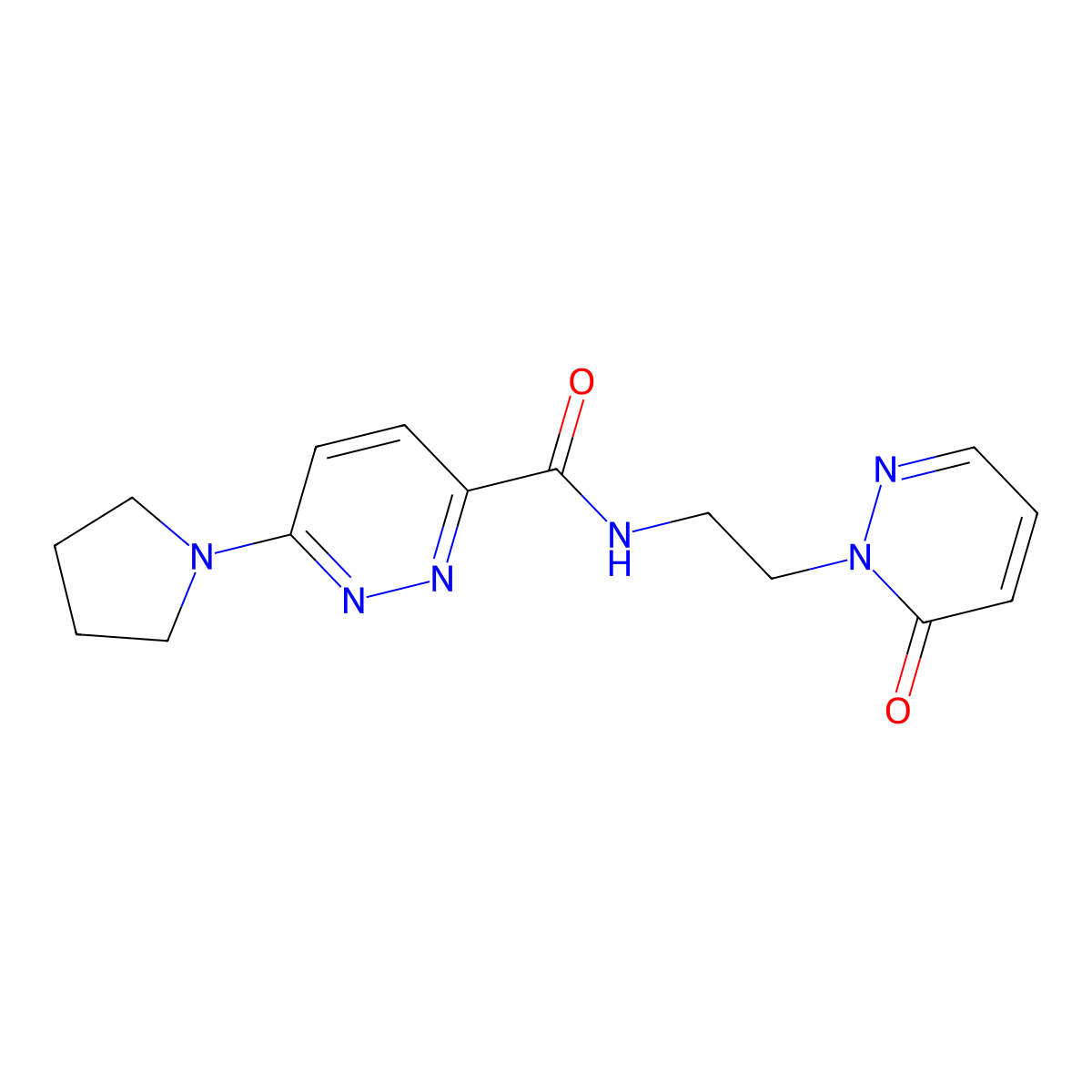 N-(2-(6-oxopyridazin-1(6H)-yl)ethyl)-6-(pyrrolidin-1-yl)pyridazine-3-carboxamide molecular structure, CAS 1396785-45-7