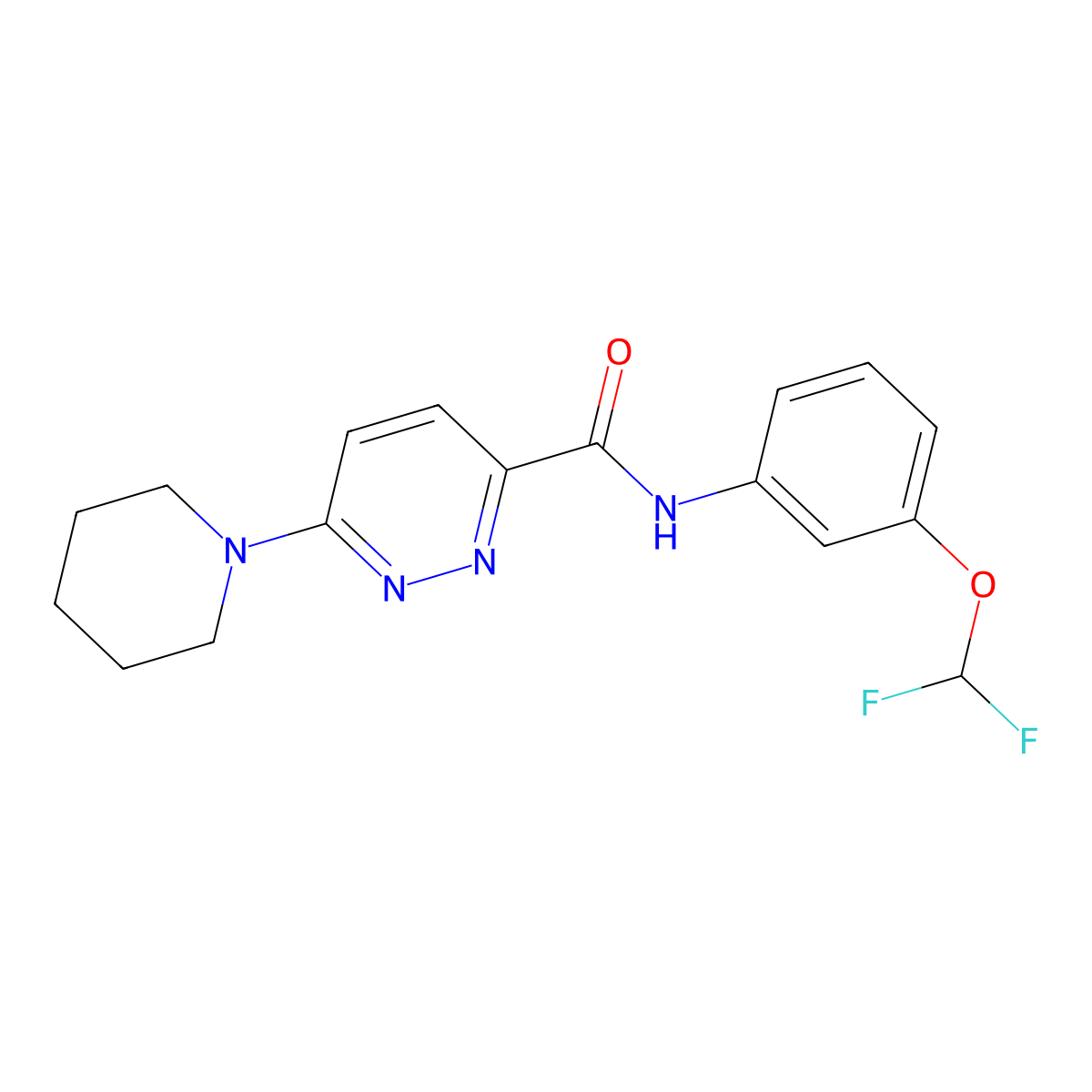 N-(3-(difluoromethoxy)phenyl)-6-(piperidin-1-yl)pyridazine-3-carboxamide molecular structure, CAS 1396785-54-8
