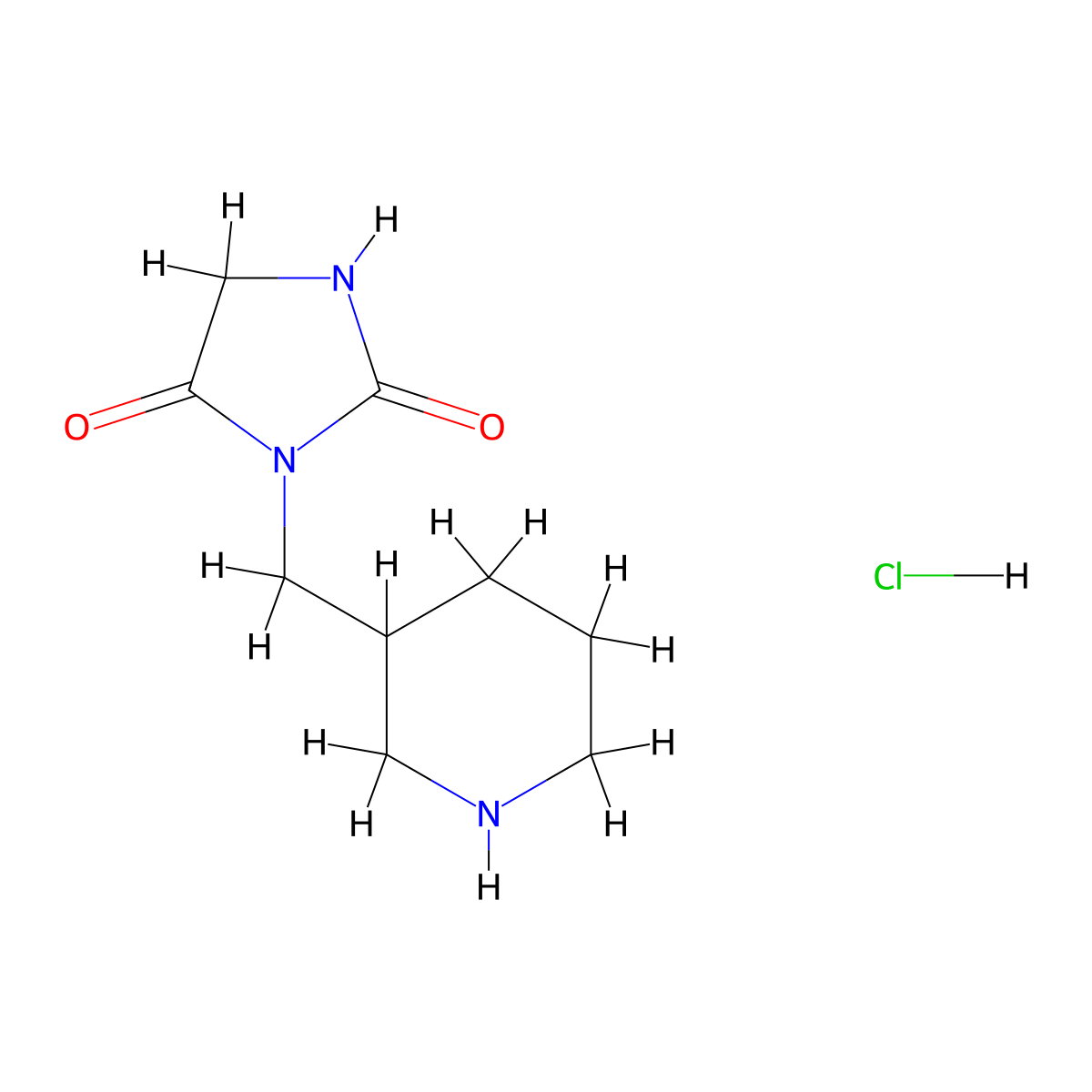 3-(Piperidin-3-ylmethyl)imidazolidine-2,4-dione hydrochloride molecular structure, CAS 1396785-55-9