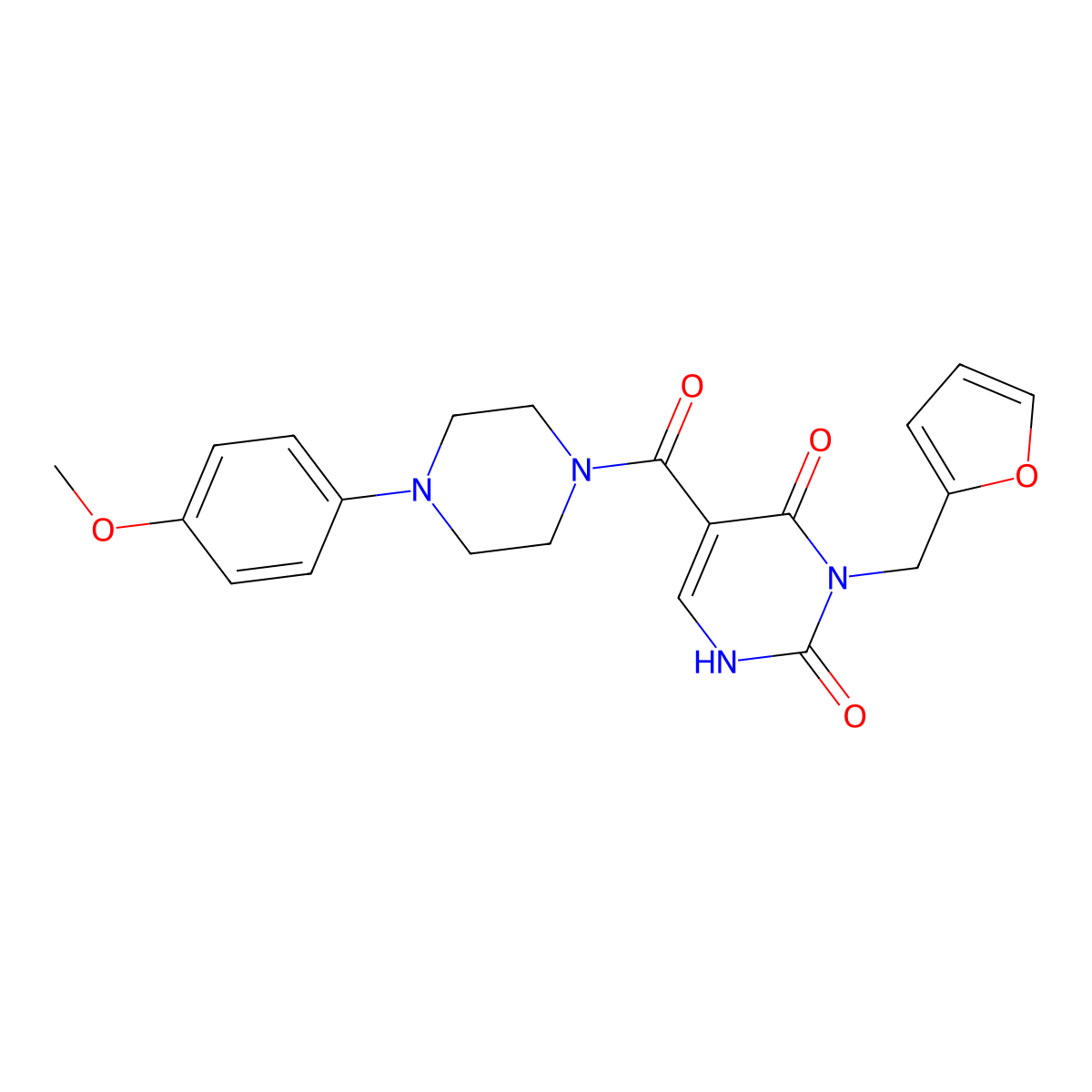 3-(furan-2-ylmethyl)-5-(4-(4-methoxyphenyl)piperazine-1-carbonyl)pyrimidine-2,4(1H,3H)-dione molecular structure, CAS 1396785-61-7