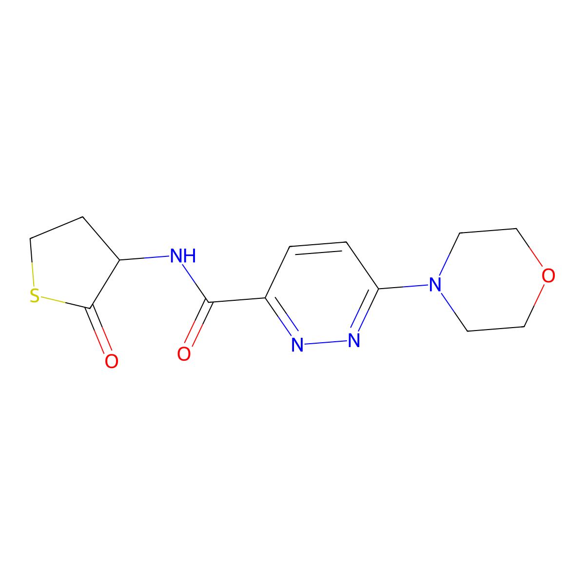 6-morpholino-N-(2-oxotetrahydrothiophen-3-yl)pyridazine-3-carboxamide molecular structure, CAS 1396785-67-3
