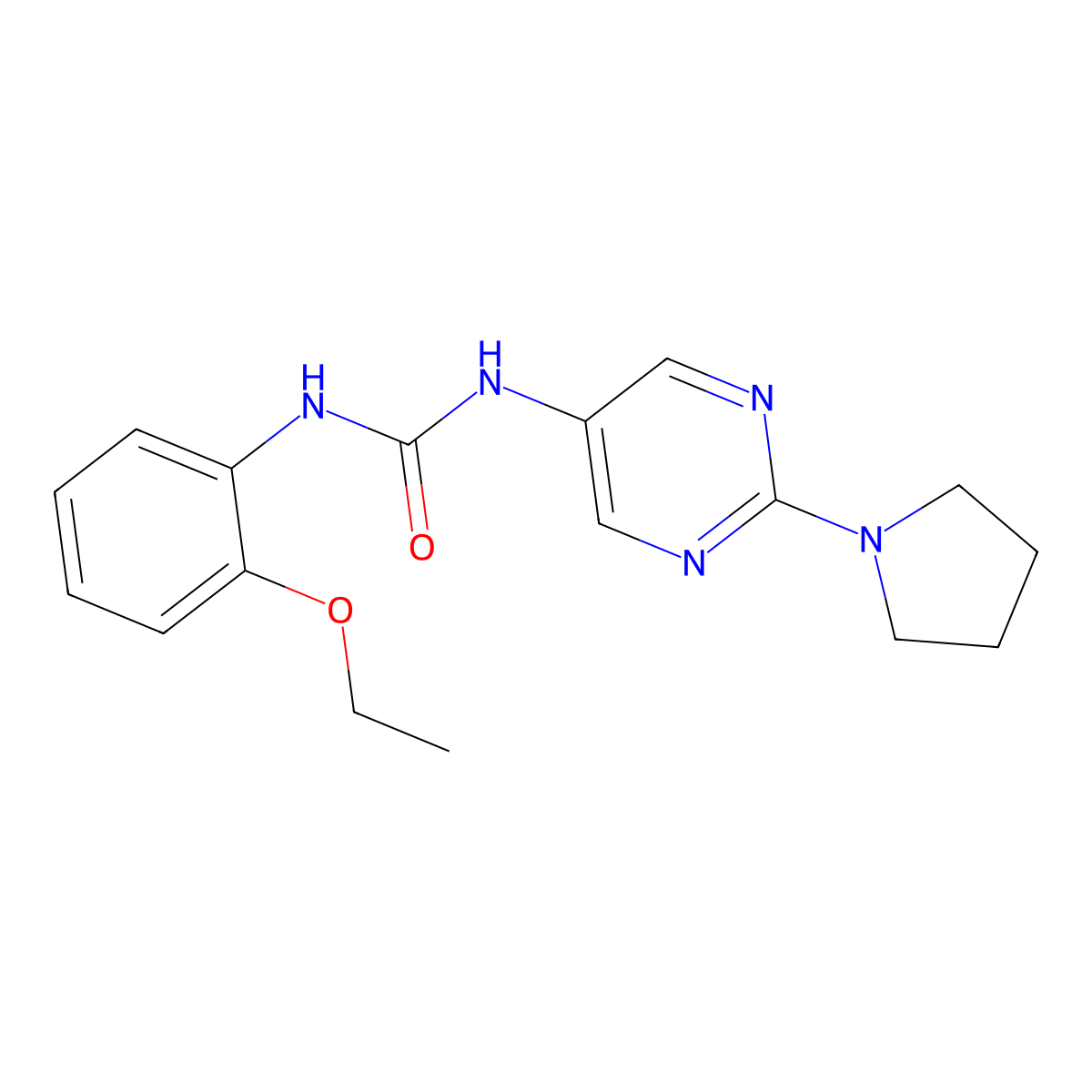 1-(2-Ethoxyphenyl)-3-(2-(pyrrolidin-1-yl)pyrimidin-5-yl)urea molecular structure, CAS 1396785-74-2