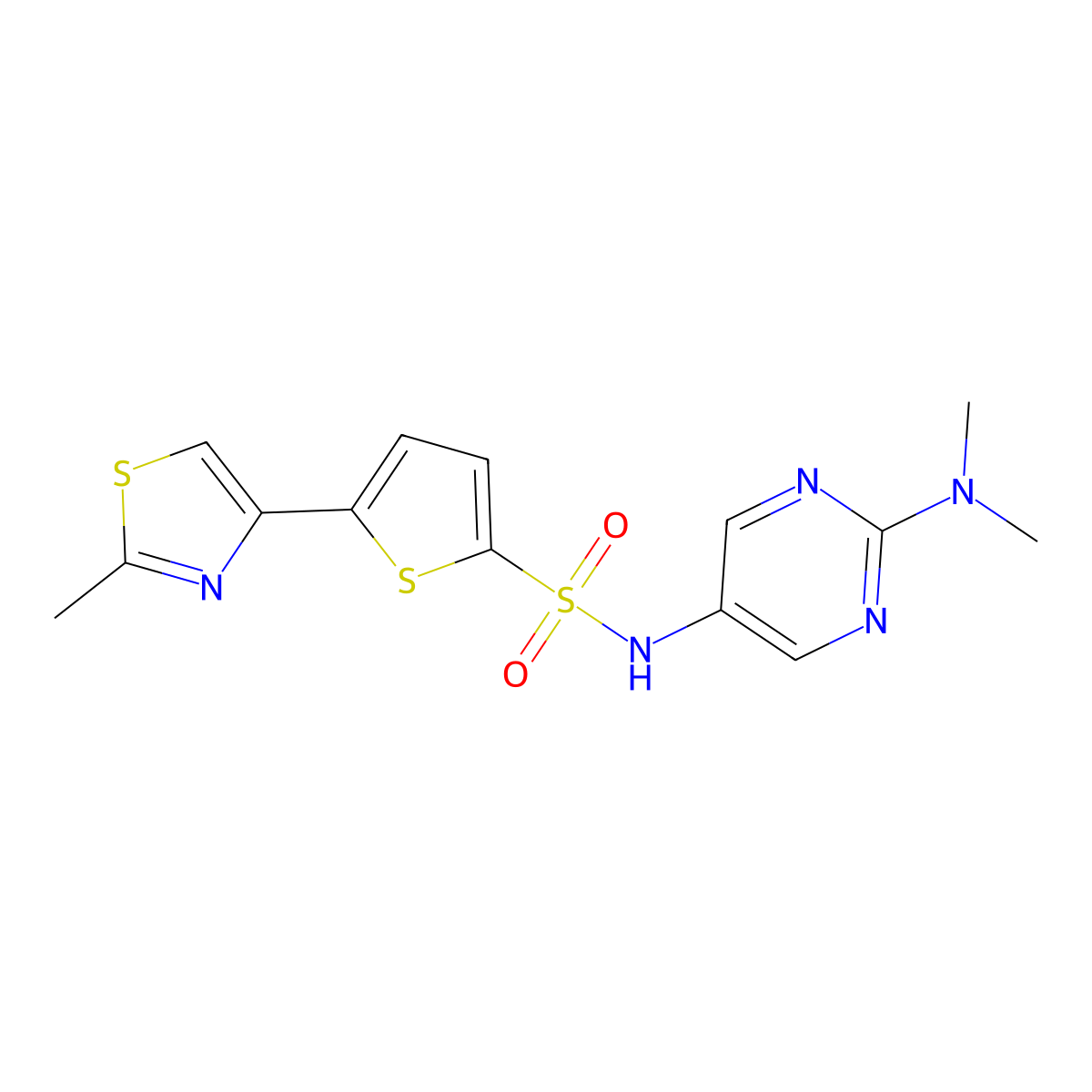 N-(2-(dimethylamino)pyrimidin-5-yl)-5-(2-methylthiazol-4-yl)thiophene-2-sulfonamide molecular structure, CAS 1396786-02-9