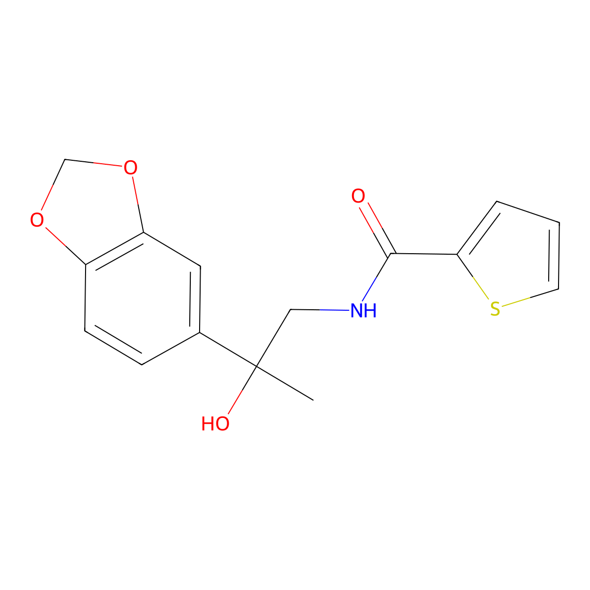 N-(2-(benzo[d][1,3]dioxol-5-yl)-2-hydroxypropyl)thiophene-2-carboxamide molecular structure, CAS 1396786-05-2