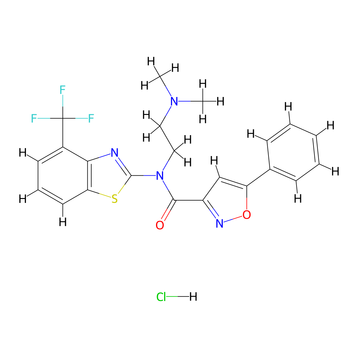 N-(2-(dimethylamino)ethyl)-5-phenyl-N-(4-(trifluoromethyl)benzo[d]thiazol-2-yl)isoxazole-3-carboxamide hydrochloride molecular structure, CAS 1396786-09-6