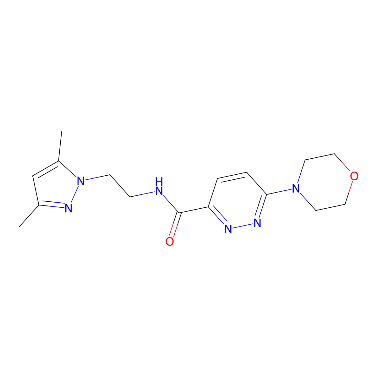 N-(2-(3,5-dimethyl-1H-pyrazol-1-yl)ethyl)-6-morpholinopyridazine-3-carboxamide molecular structure, CAS 1396786-21-2