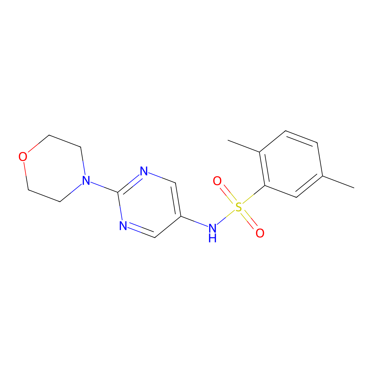 2,5-dimethyl-N-(2-morpholinopyrimidin-5-yl)benzenesulfonamide molecular structure, CAS 1396786-27-8