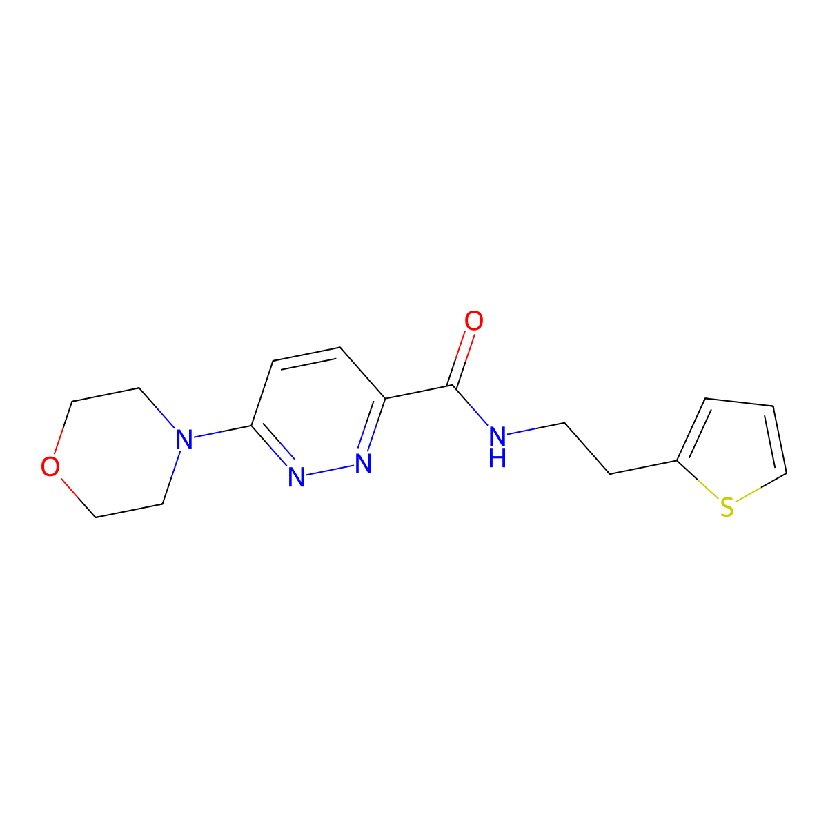 6-morpholino-N-(2-(thiophen-2-yl)ethyl)pyridazine-3-carboxamide molecular structure, CAS 1396786-32-5