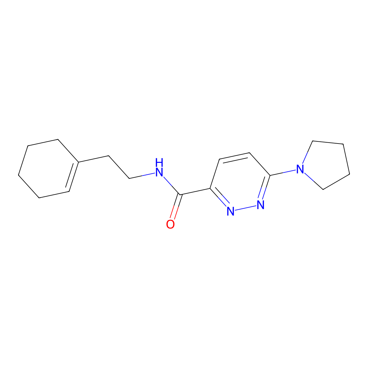 N-[2-(cyclohex-1-en-1-yl)ethyl]-6-(pyrrolidin-1-yl)pyridazine-3-carboxamide molecular structure, CAS 1396786-44-9