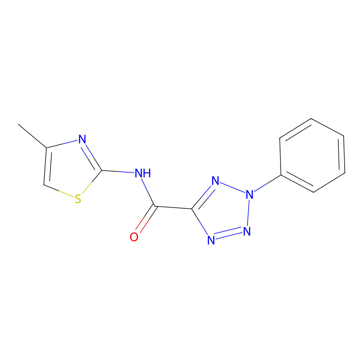 N-(4-methylthiazol-2-yl)-2-phenyl-2H-tetrazole-5-carboxamide molecular structure, CAS 1396786-50-7