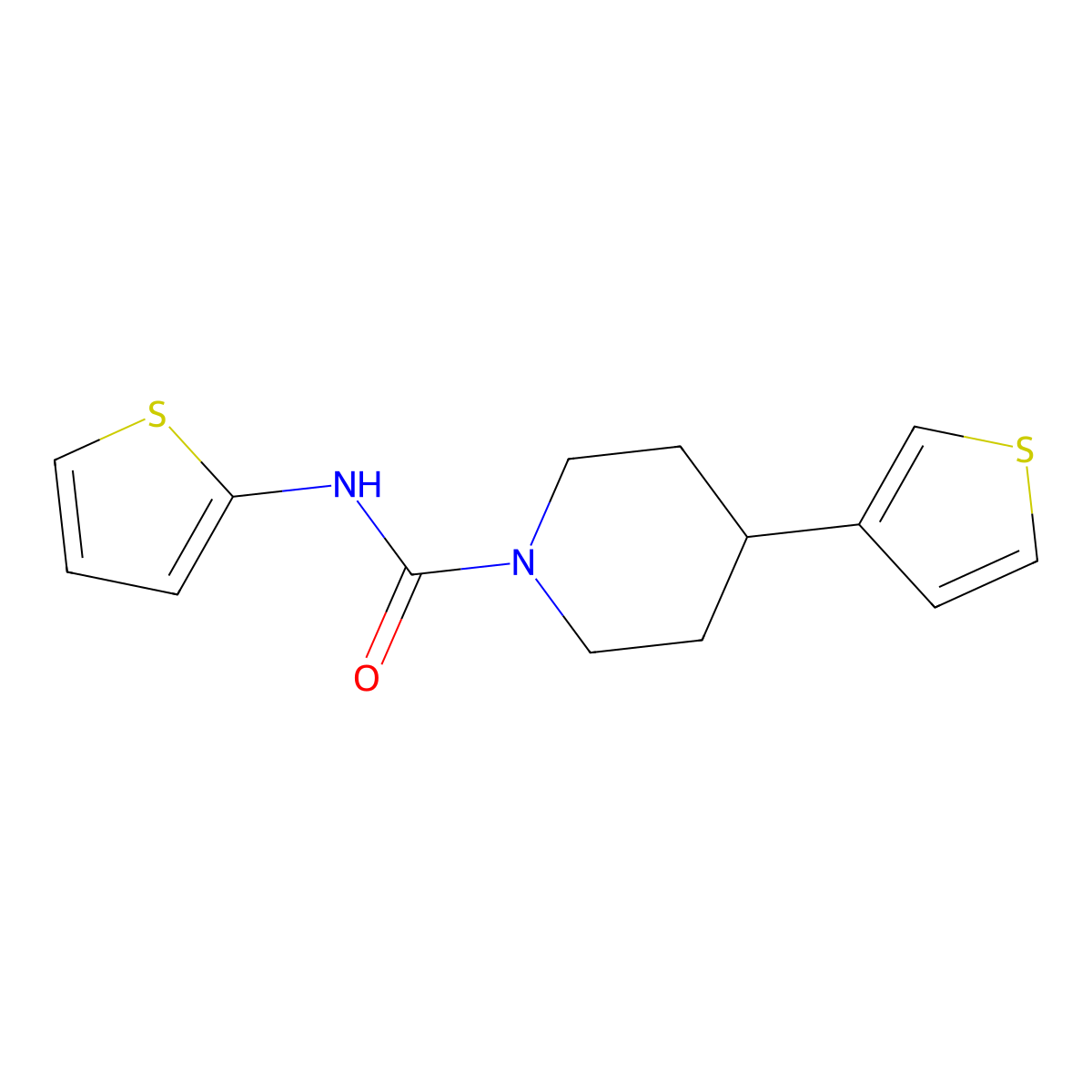 N-(thiophen-2-yl)-4-(thiophen-3-yl)piperidine-1-carboxamide molecular structure, CAS 1396786-51-8