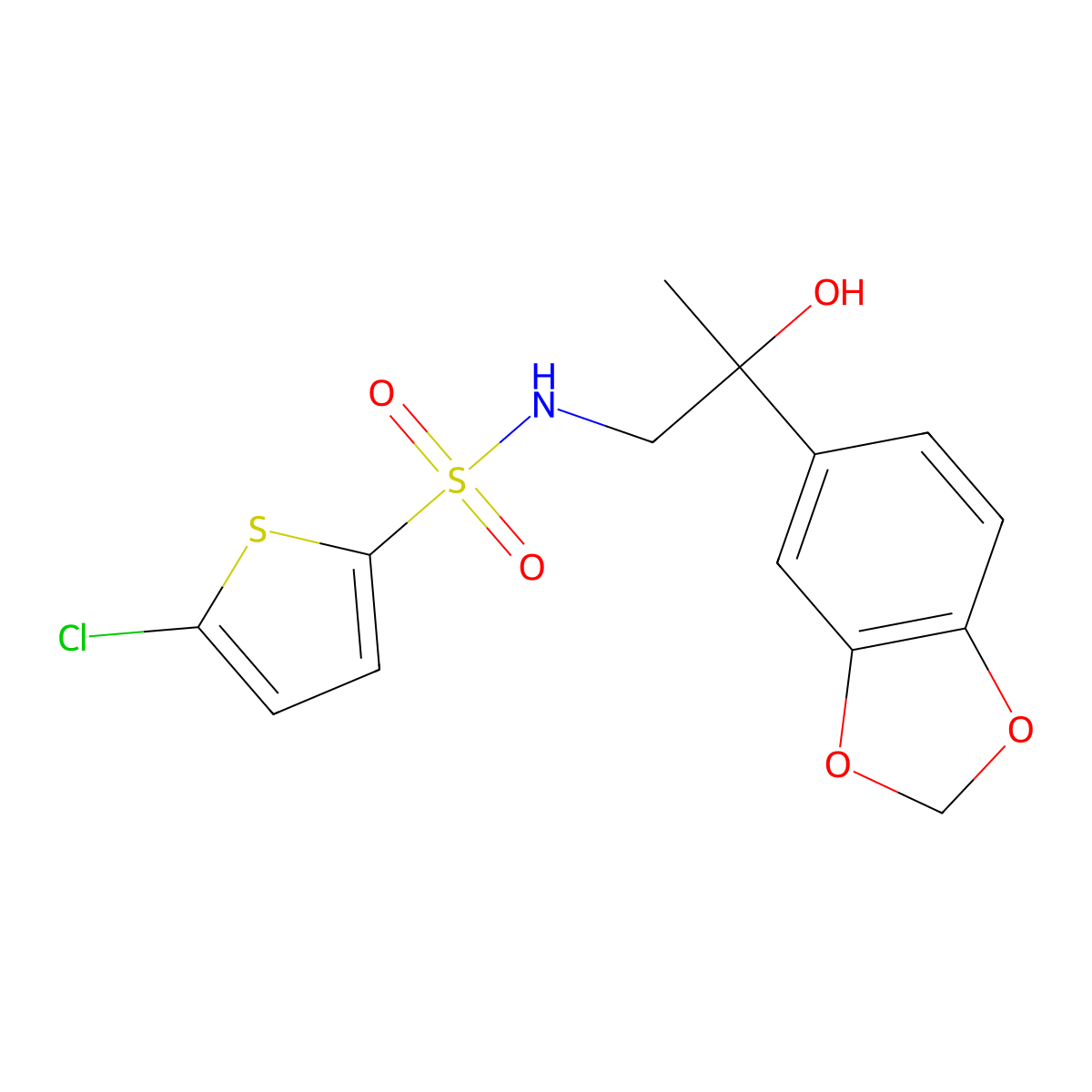 N-(2-(benzo[d][1,3]dioxol-5-yl)-2-hydroxypropyl)-5-chlorothiophene-2-sulfonamide molecular structure, CAS 1396786-53-0