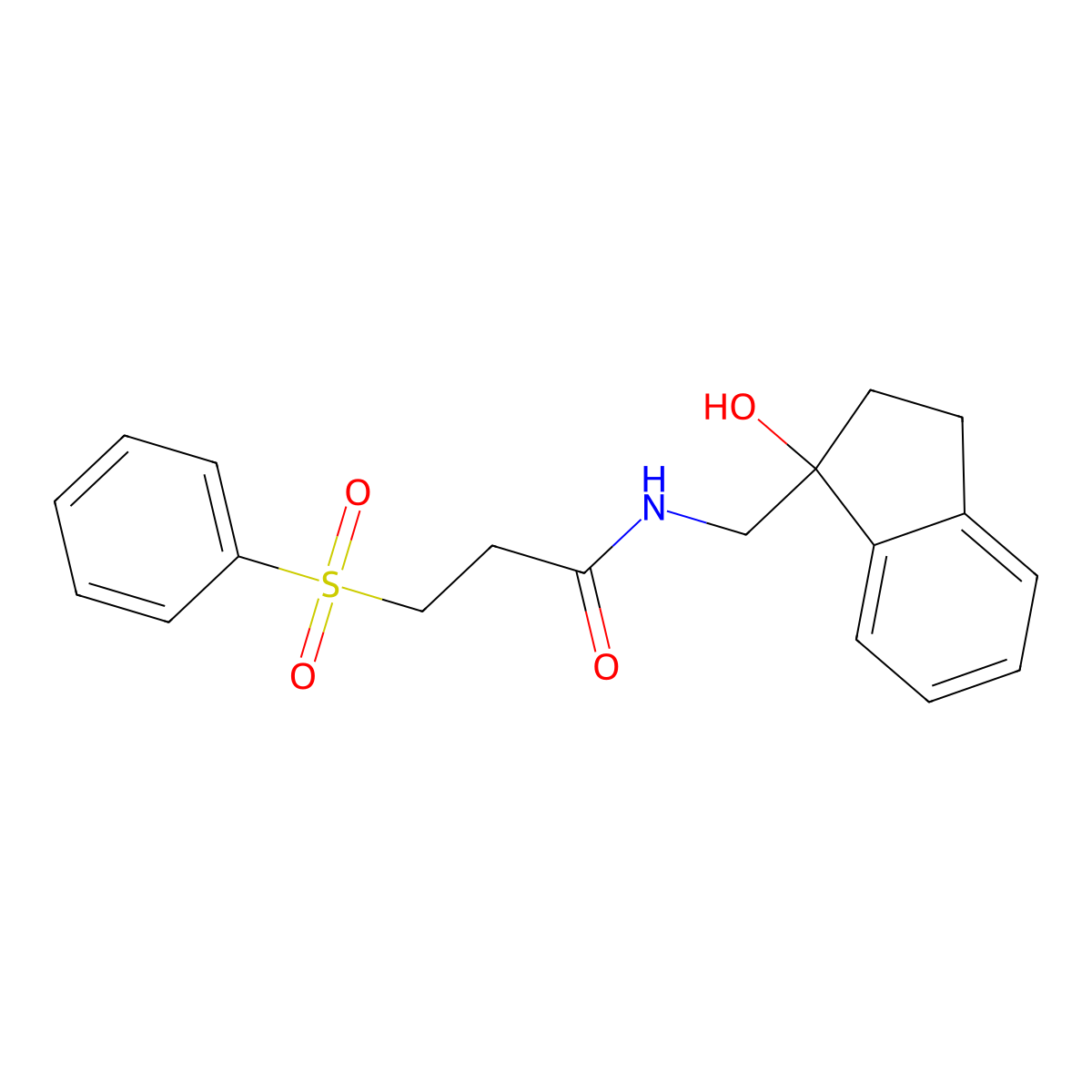 N-((1-hydroxy-2,3-dihydro-1H-inden-1-yl)methyl)-3-(phenylsulfonyl)propanamide molecular structure, CAS 1396786-55-2