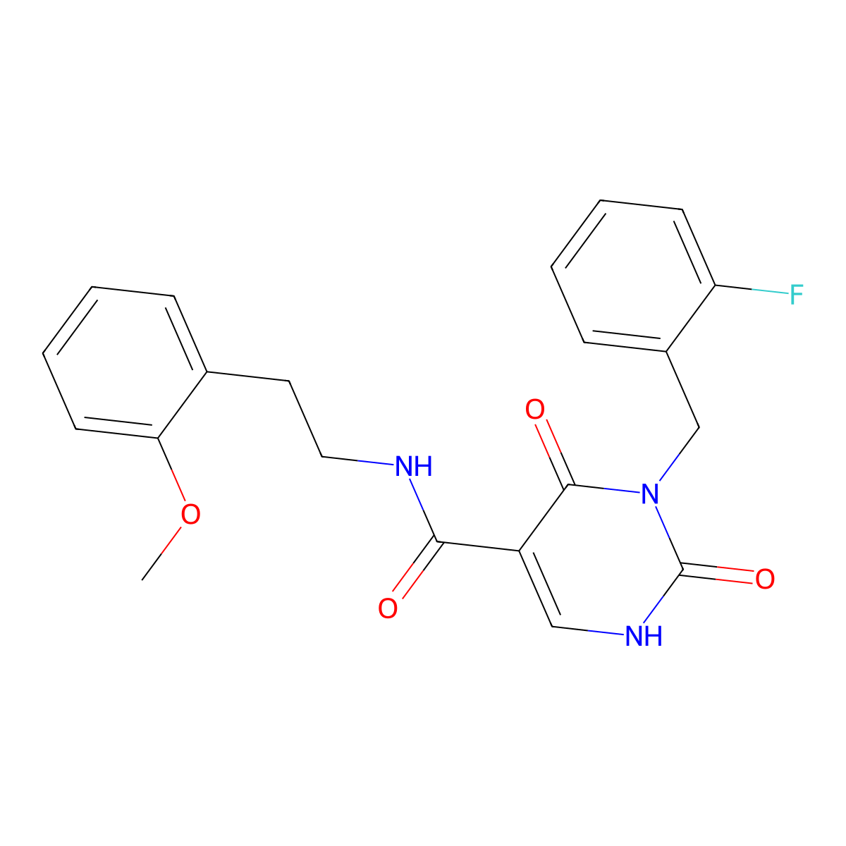 3-(2-fluorobenzyl)-N-(2-methoxyphenethyl)-2,4-dioxo-1,2,3,4-tetrahydropyrimidine-5-carboxamide molecular structure, CAS 1396786-61-0