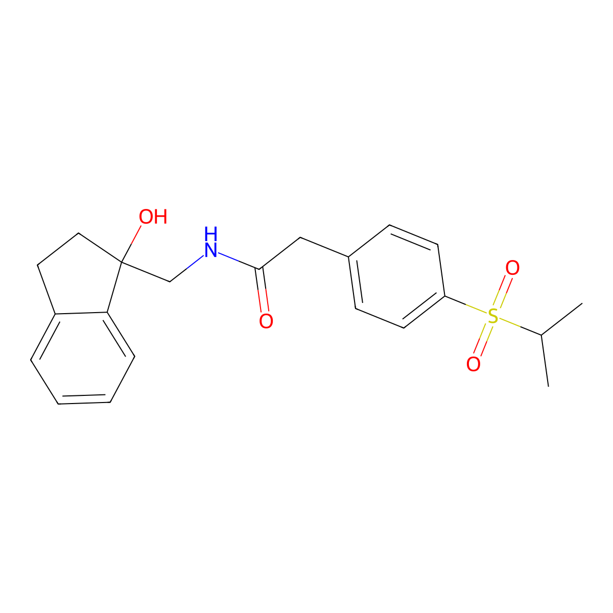 N-((1-hydroxy-2,3-dihydro-1H-inden-1-yl)methyl)-2-(4-(isopropylsulfonyl)phenyl)acetamide molecular structure, CAS 1396786-62-1