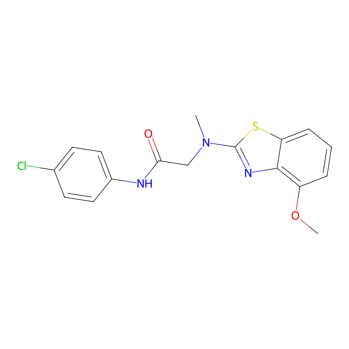 N-(4-chlorophenyl)-2-((4-methoxybenzo[d]thiazol-2-yl)(methyl)amino)acetamide molecular structure, CAS 1396786-63-2
