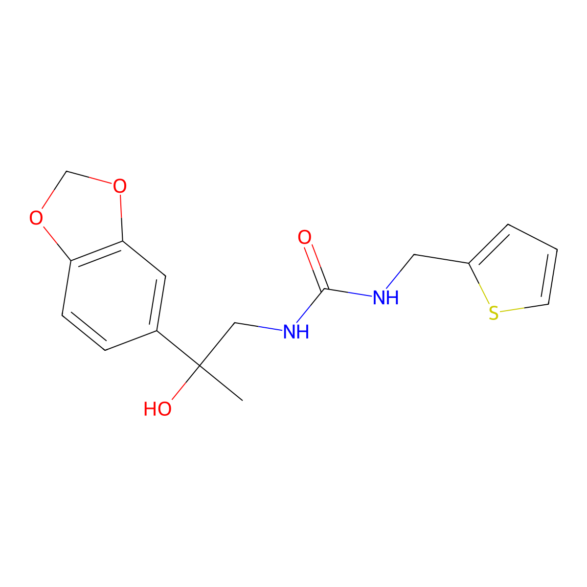 1-(2-(Benzo[d][1,3]dioxol-5-yl)-2-hydroxypropyl)-3-(thiophen-2-ylmethyl)urea molecular structure, CAS 1396786-68-7