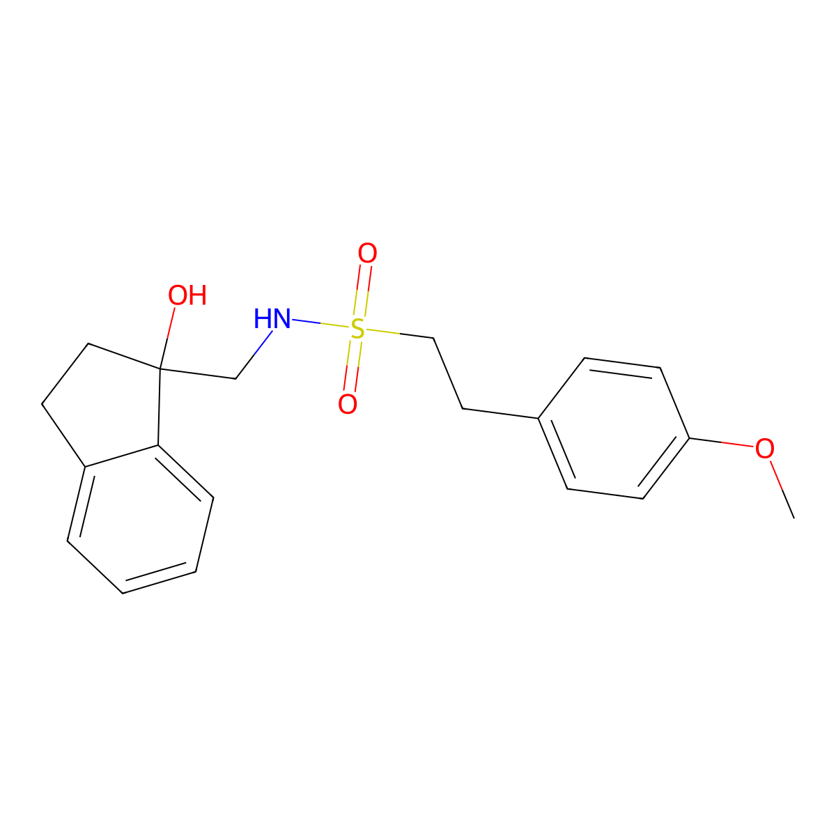 N-((1-hydroxy-2,3-dihydro-1H-inden-1-yl)methyl)-2-(4-methoxyphenyl)ethanesulfonamide molecular structure, CAS 1396786-71-2
