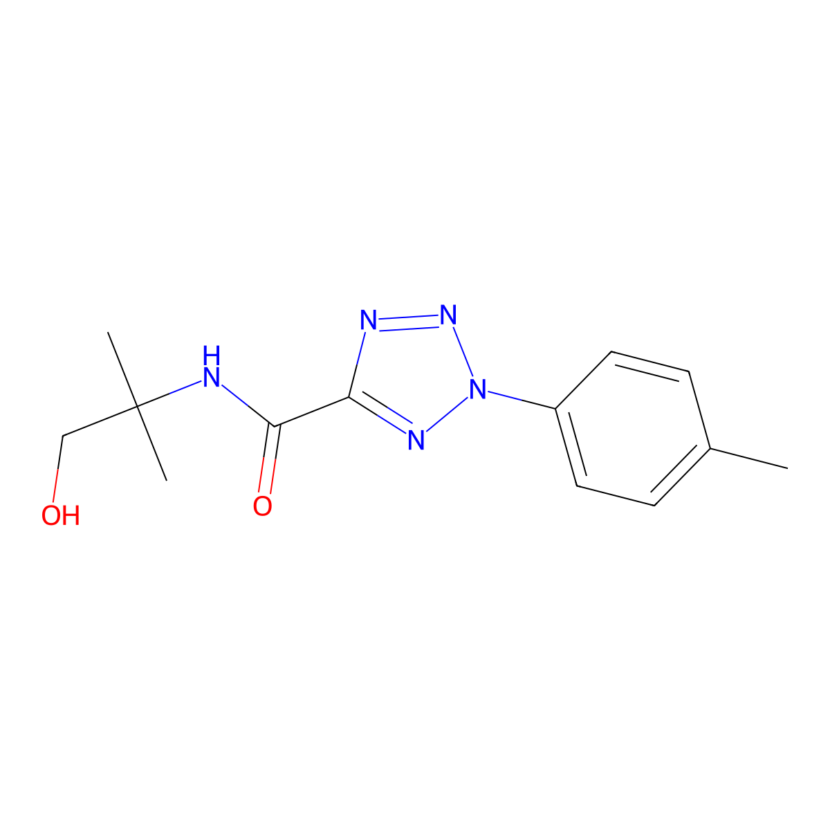 N-(1-hydroxy-2-methylpropan-2-yl)-2-(p-tolyl)-2H-tetrazole-5-carboxamide molecular structure, CAS 1396786-76-7
