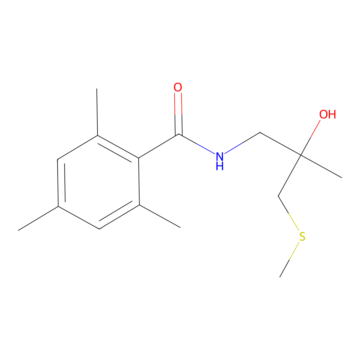 N-(2-hydroxy-2-methyl-3-(methylthio)propyl)-2,4,6-trimethylbenzamide molecular structure, CAS 1396786-78-9