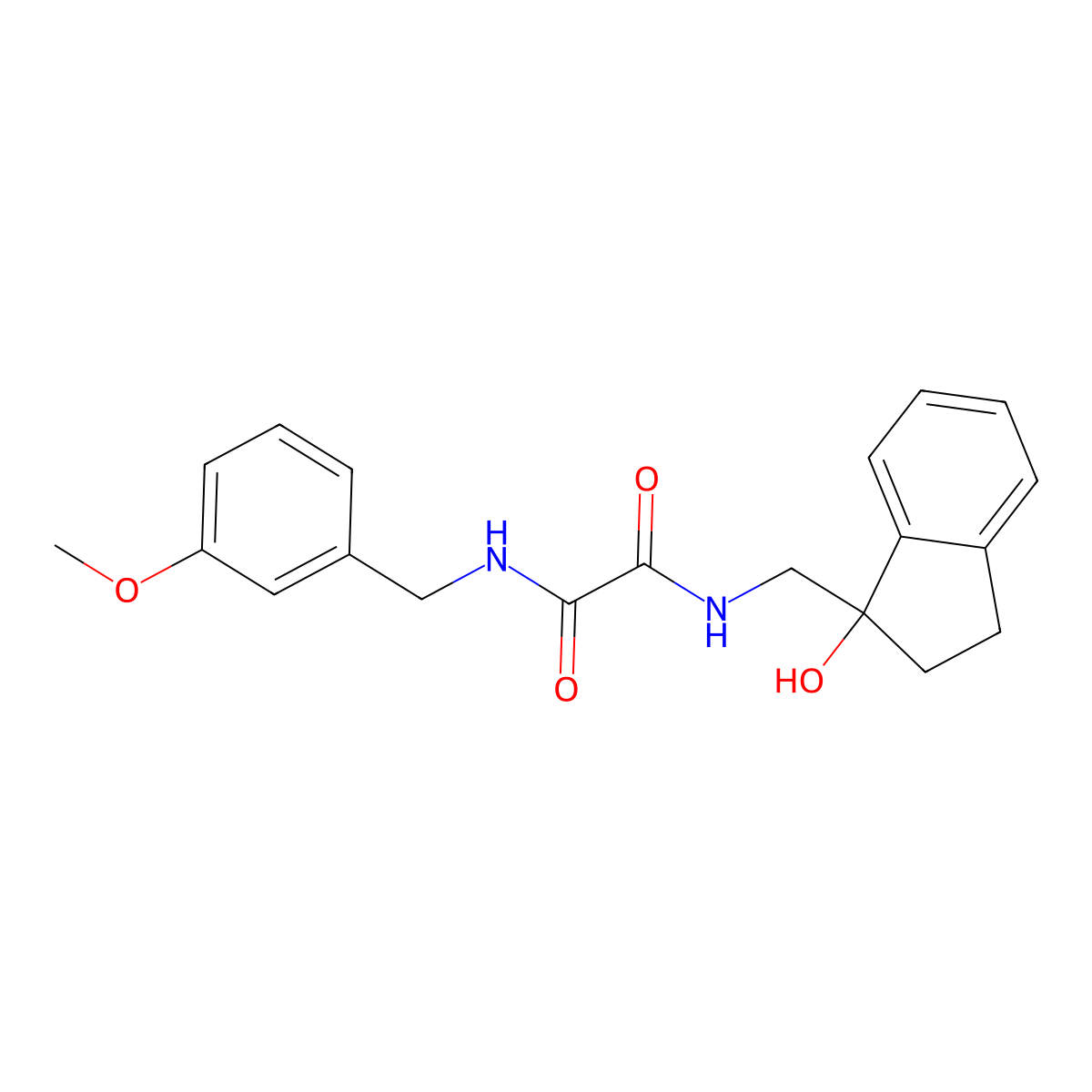 N1-((1-hydroxy-2,3-dihydro-1H-inden-1-yl)methyl)-N2-(3-methoxybenzyl)oxalamide molecular structure, CAS 1396786-80-3