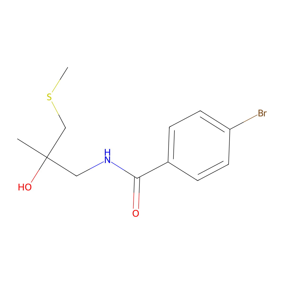 4-bromo-N-(2-hydroxy-2-methyl-3-(methylthio)propyl)benzamide molecular structure, CAS 1396786-82-5