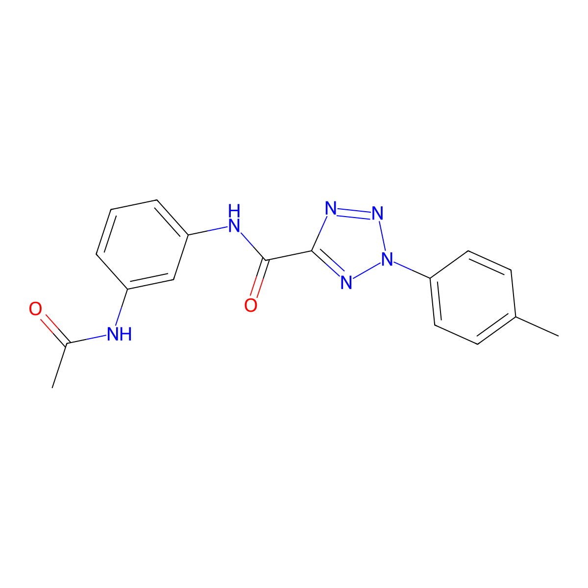 N-(3-acetamidophenyl)-2-(p-tolyl)-2H-tetrazole-5-carboxamide molecular structure, CAS 1396786-84-7