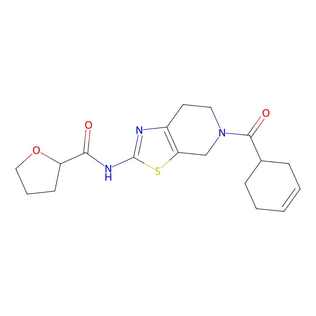 N-(5-(cyclohex-3-enecarbonyl)-4,5,6,7-tetrahydrothiazolo[5,4-c]pyridin-2-yl)tetrahydrofuran-2-carboxamide molecular structure, CAS 1396786-85-8